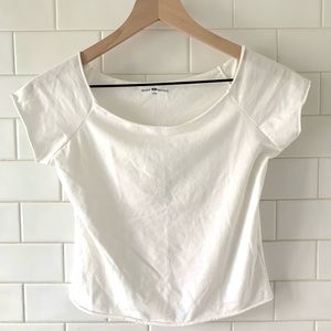White brandy cropped t-shirt